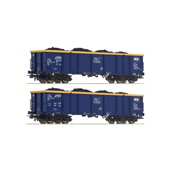 Zestaw 2 wagonów węglarek (typ Eaos) Roco 76086 HO